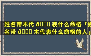 姓名带木代 🍀 表什么命格「姓名带 🐕 木代表什么命格的人」